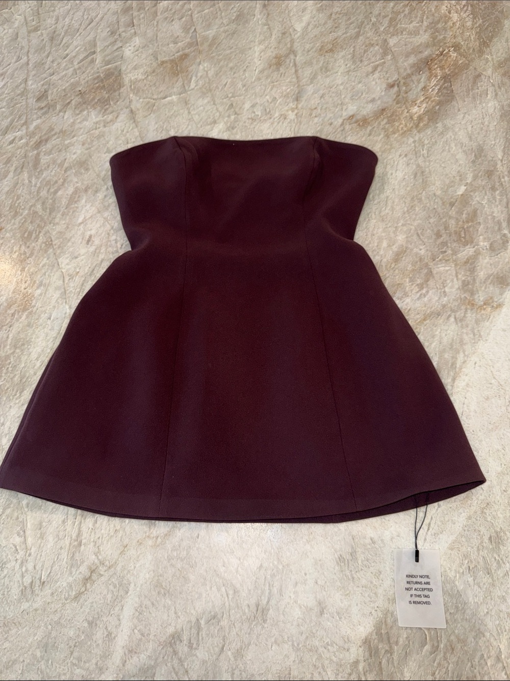 Strapless Peplum Top in Deep Burgundy